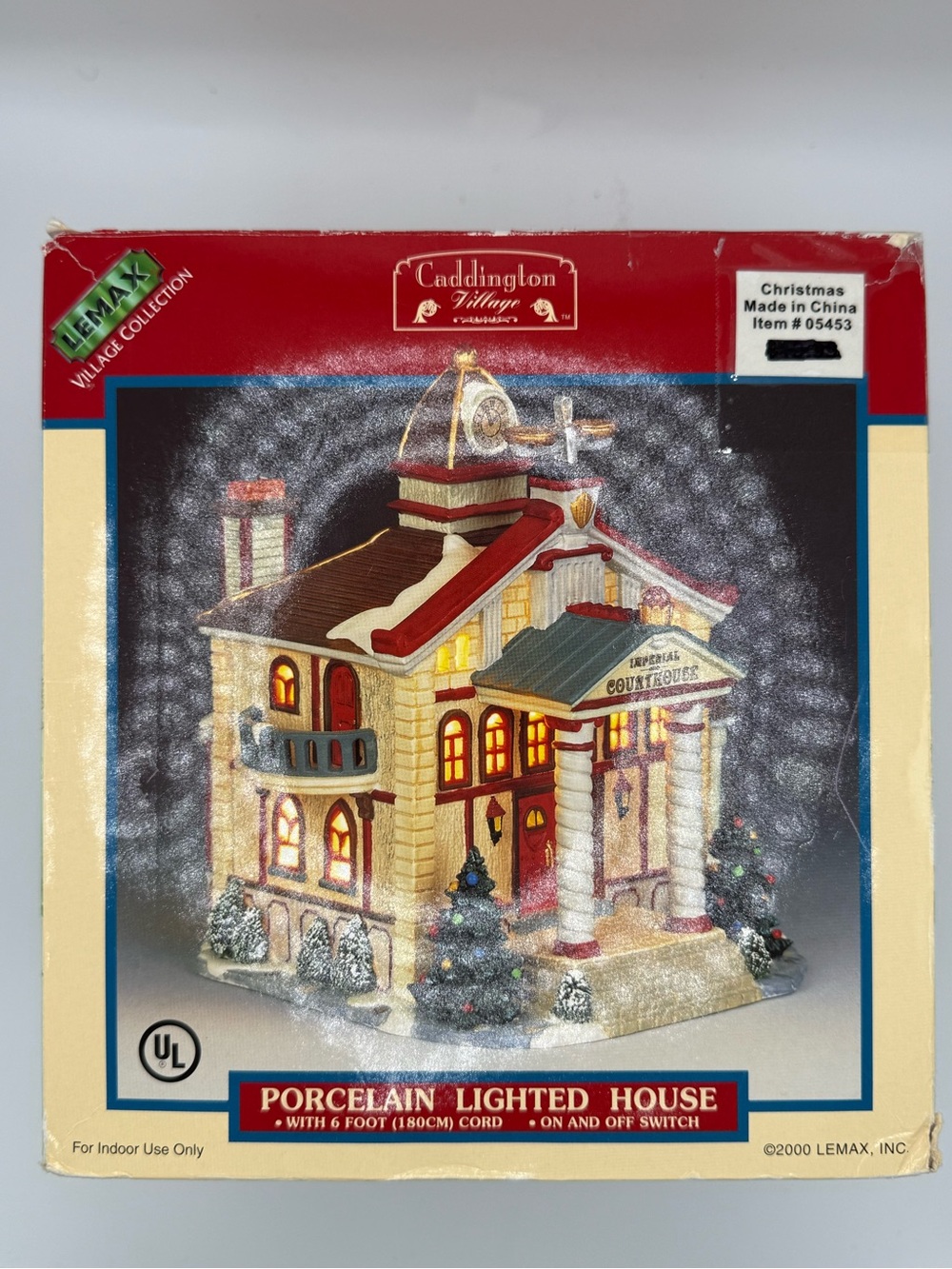Lemax Vintage Porcelain Lighted House - Red & Cream Holiday Courthouse